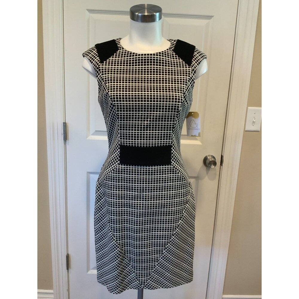 Cue Black & White Geometric Patterned Dress, Size 10 (AUS) Small (US), NWT! $295